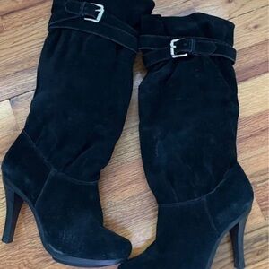 Zara Black Suede Heeled Boots